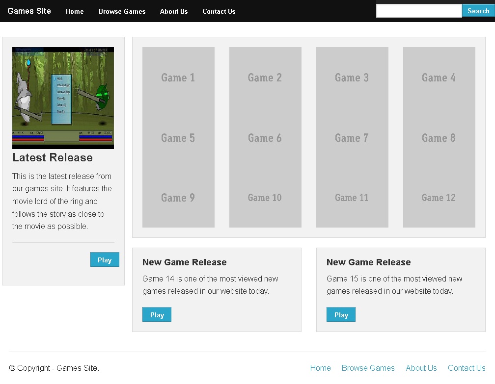 Zurb Foundation Framework - Game Site Browse Games