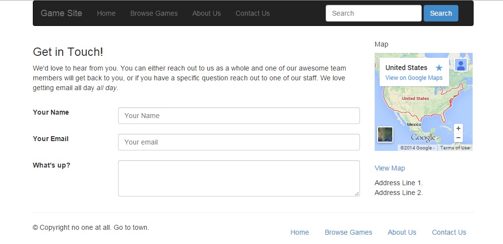 Twitter Bootstrap Game Site Website Contact US Page