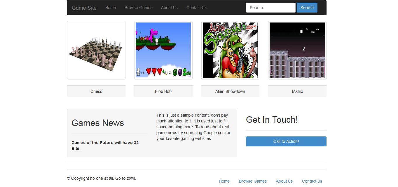 Twitter Bootstrap Game Site Website Home Page 2