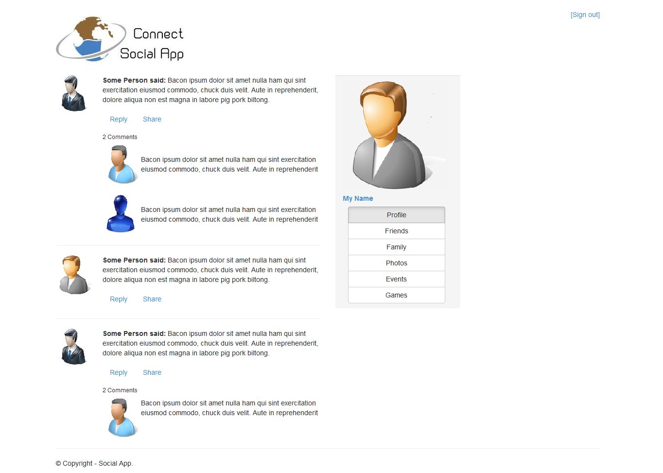 Twitter Bootstrap Social app Website Without Advertisement